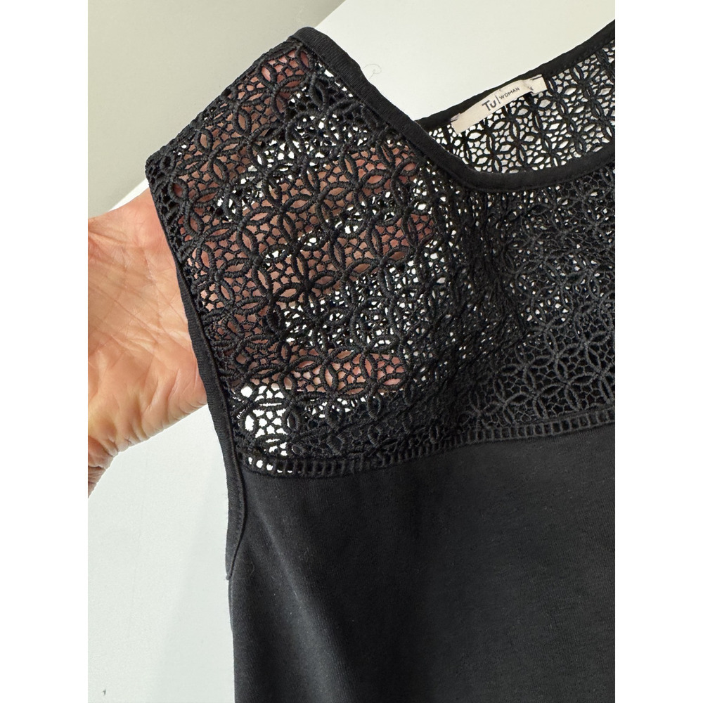 TU Woman Black Lace Yoke Sleeveless Top Romanitc Gothic Whimsigoth Tank Size 14 - Picture 7 of 7